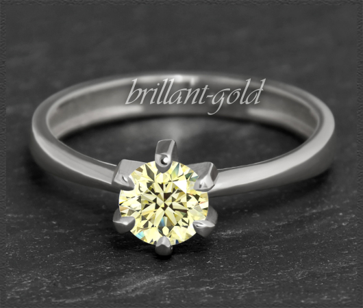 Brillant Ring 585 Gold; 0,71ct, zart gelb & Si1-2